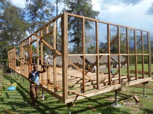 Assembling of prefab wall frames on site
