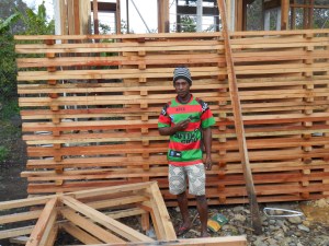 Prefab trusses ready for loading for transport to site